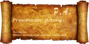 Pressburger Ajtony névjegykártya